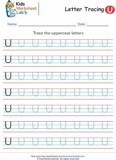 4line letter u uppercase tracing