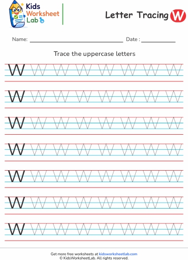 4line letter w uppercase tracing