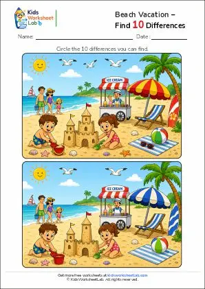 beach vacation – find 10 differences worksheet1781889463