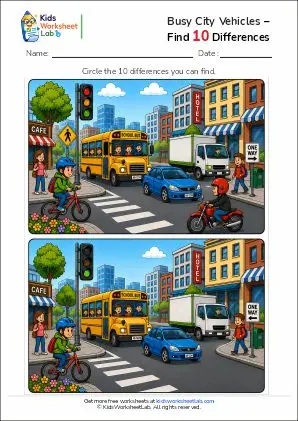busy city vehicles – find 10 differences worksheet1781889463