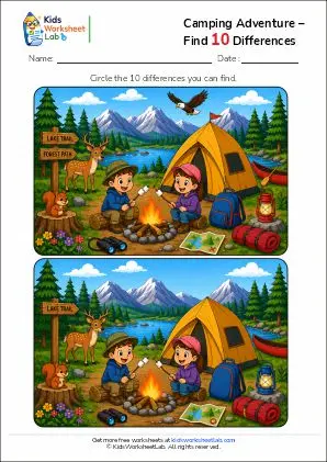 camping adventure – find 10 differences worksheet1781889463