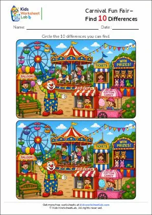 carnival fun fair – find 10 differences worksheet1781889463