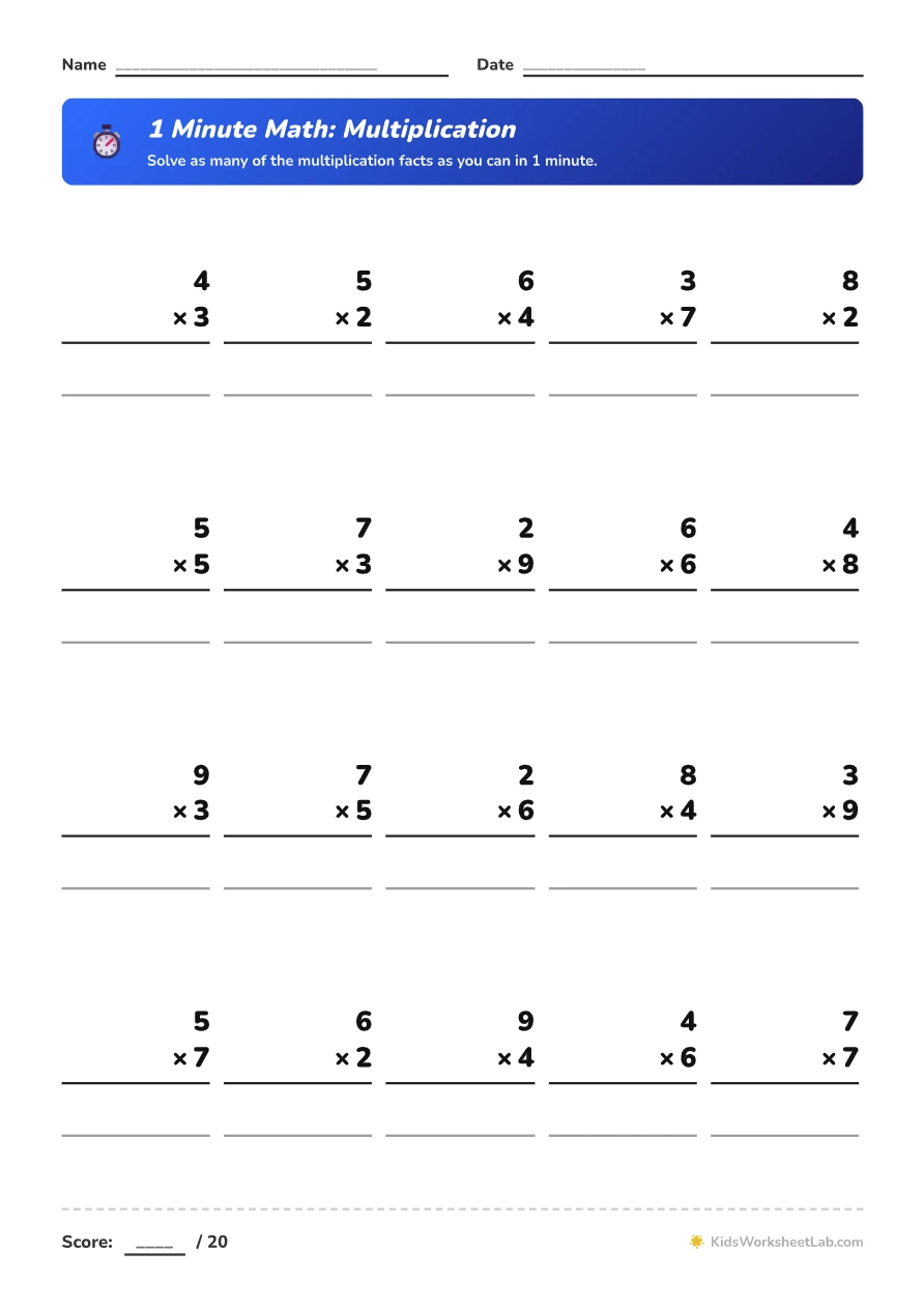 1 Minute Math: Multiplication