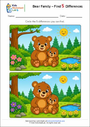 kwl bear family spot the difference 5