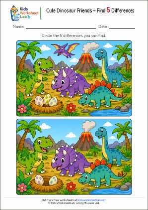 kwl dinosaur friends spot the difference 5