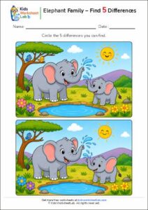Elephant Family – Find 5 Differences