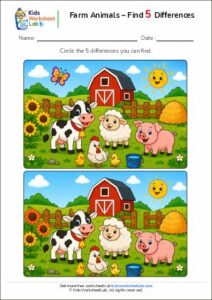Farm Animals – Find 5 Differences