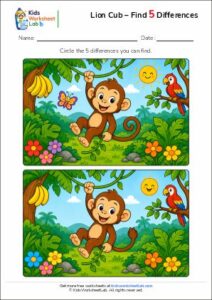 Monkey Jungle Fun – Find 5 Differences