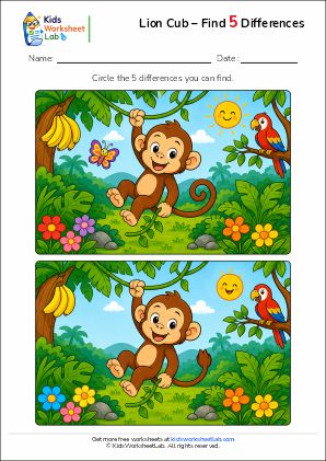 kwl monkey jungle spot the difference 5