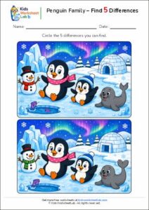Penguin Family – Find 5 Differences