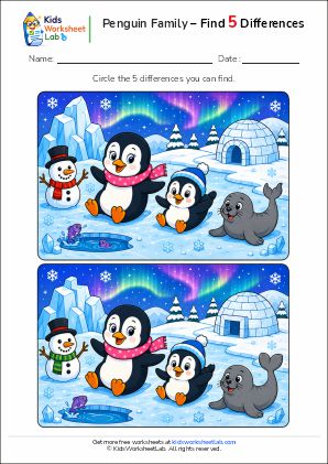 kwl penguin family spot the difference 5