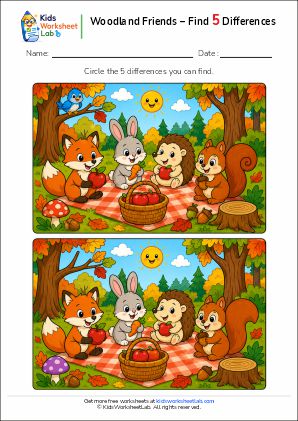 kwl woodland friends spot the difference 5