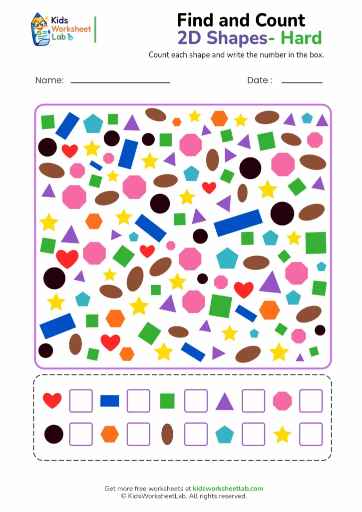 find and count the 2d shapes hard