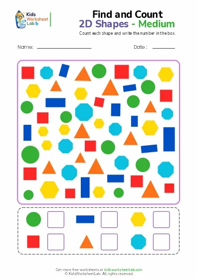find and count the 2d shapes medium