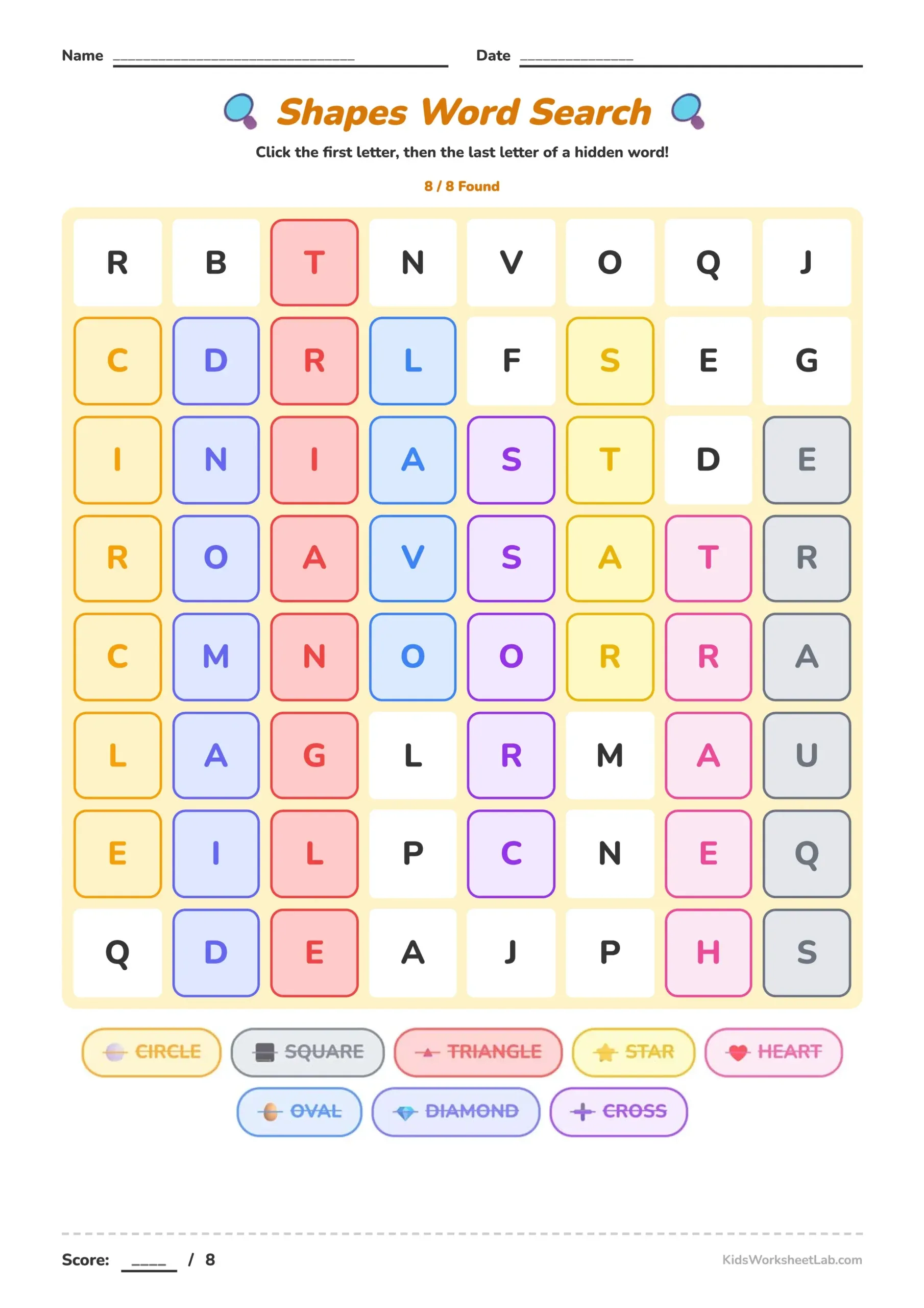 Shapes Word Search