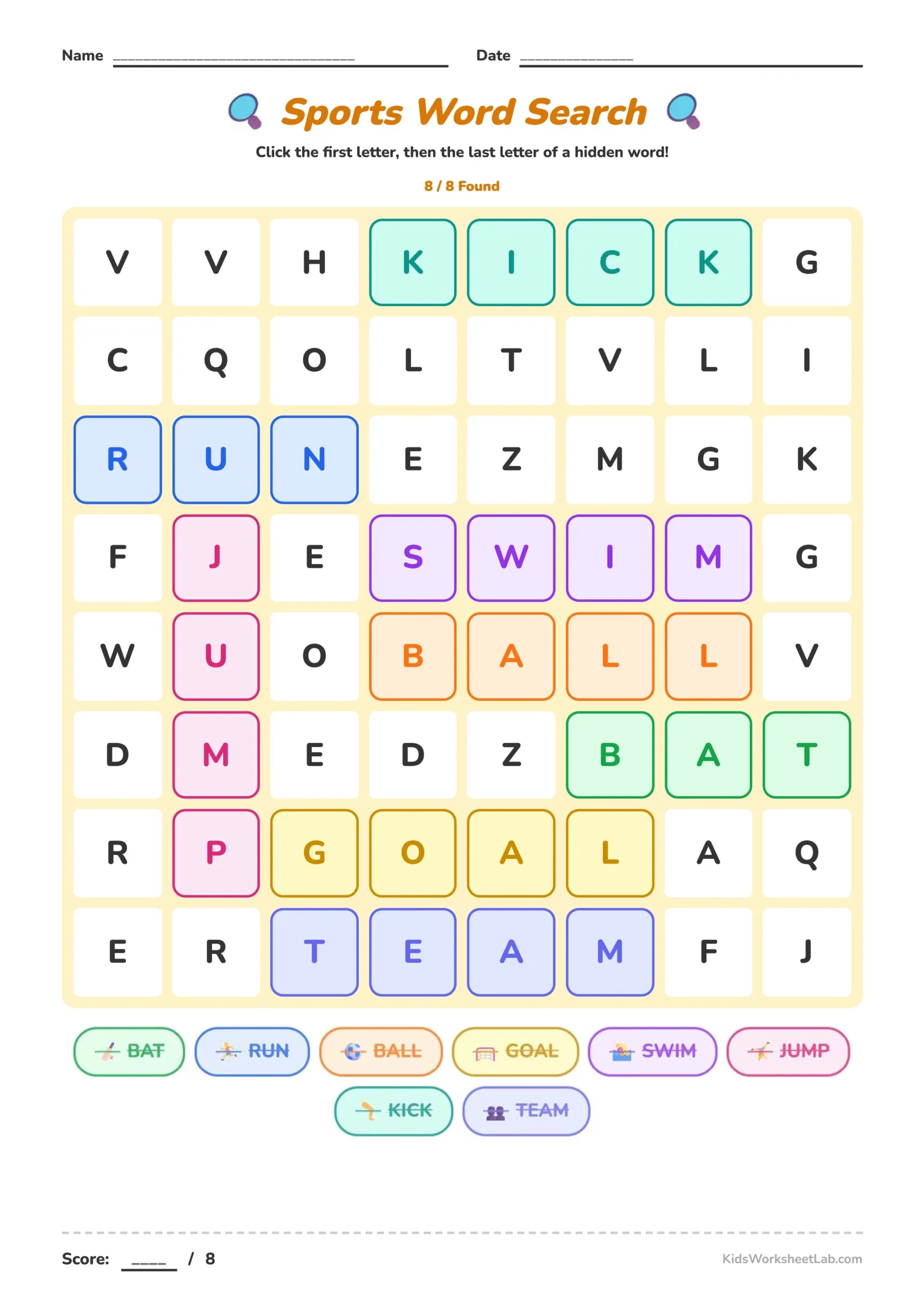 Sports Word Search