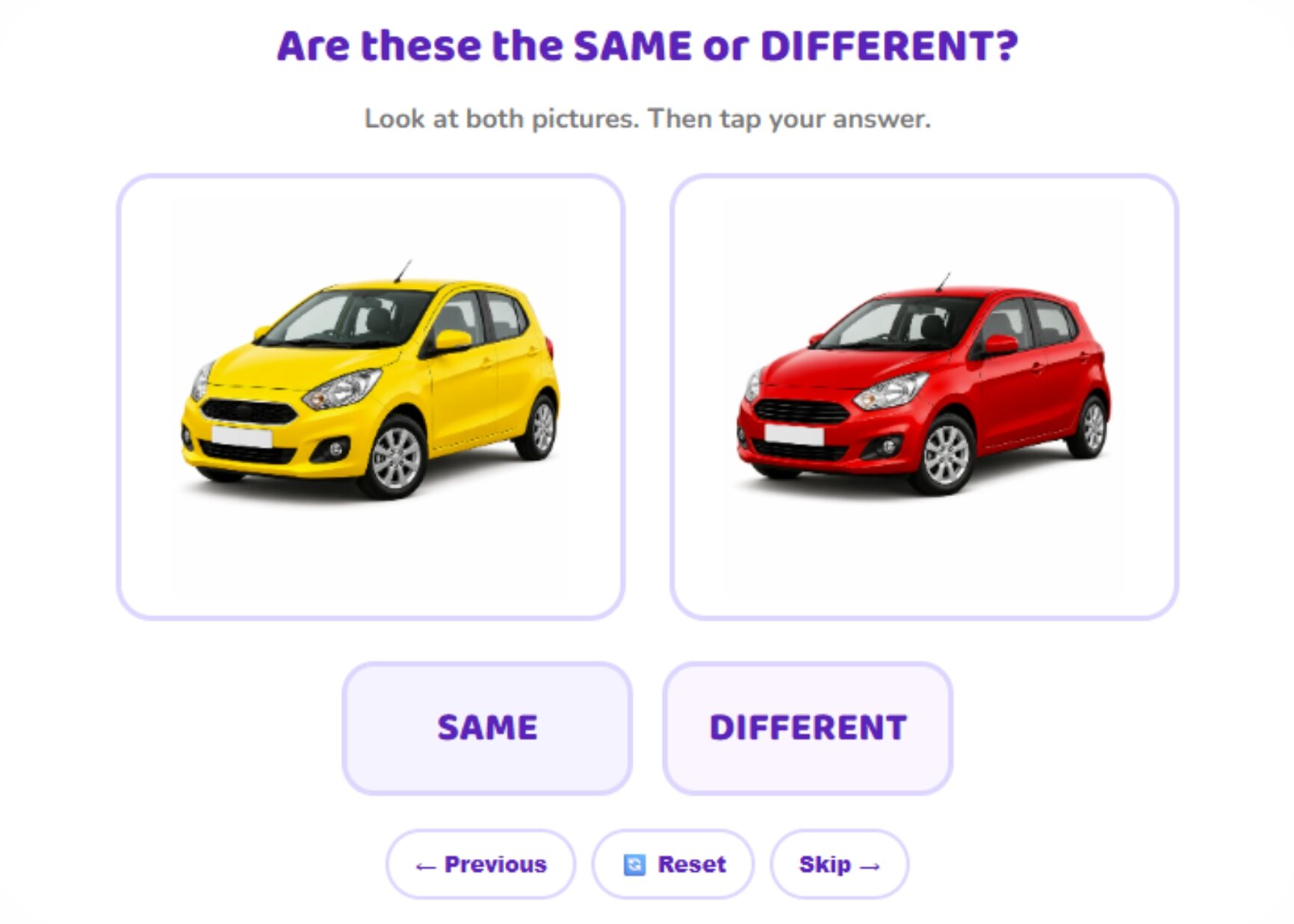 Same or Different – Level 2