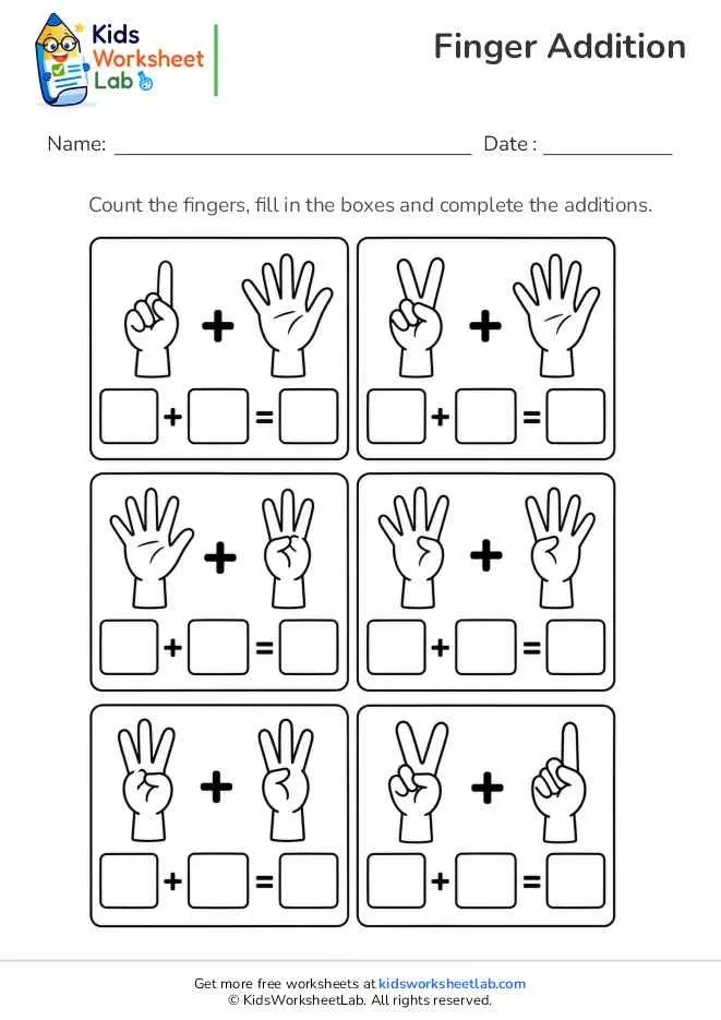 Finger Addition Worksheet